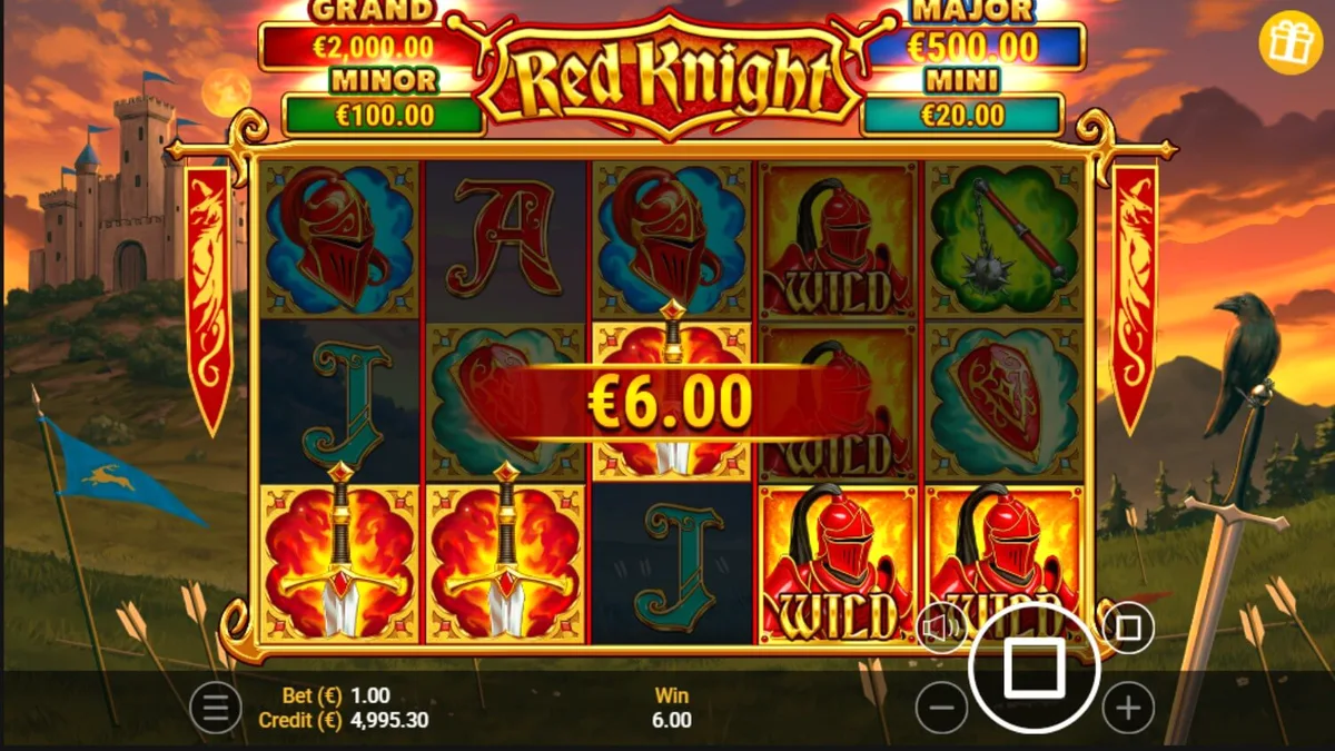 Red Knight slot mobile interface na may medieval theme
